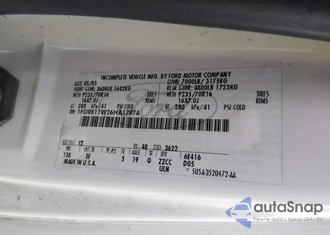 2006 Ford E-150 Chateau/Xl/Xlt z USA, uszkodzony, nr VIN 1FDRE11W26HA17874